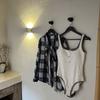 Traje de Baño Nuevo de Color Sólido Delgado Simple Estudiante Traje de Baño Aguas Termales para Mujer Negro Hermoso Traje de Baño de Espalda para Mujer Aguas Termales con Almohadilla en el Pecho