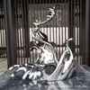 Escultura de Salpicadura de Agua Acero Inoxidable Gran Superficie de Espejo Iluminada Exterior Abstracta Gota de Agua Ola Paisaje de Agua Adorno