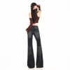 Jeans acampanados lavables para mujer, color naranja joven #, con bolsillos de solapa, corte ajustado, elásticos, modernos, versátiles y elegantes