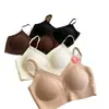 Sensación de terciopelo cepillado, hermoso sujetador de espalda cruzada, cuello en V, copa U, ropa interior femenina cálida y amigable con la piel, copa fija, suave y lisa 2698