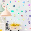 Nueva película láser PET reflectante colorida, pegatinas de pared talladas, pegatinas de pared de vidrio con combinación circular DIY LS004