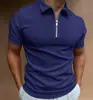 Roupas Masculinas de Comércio Exterior Europeu e Americano, Polo Masculino de Zíper com Estampa 3D de Cor Sólida Mais Vendido da Amazon