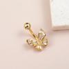 En stock, joyería de punción abdominal de comercio exterior europeo y americano, ombligo con incrustaciones de mariposa, circón, ombligo, uña, personalidad de moda, anillo para el ombligo