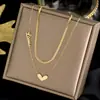 Acero de Titanio No se Desvanece Cadena Hueso de Serpiente Collar de Corazón Doble Capa para Mujeres Tendencia Celebridad de Internet Nicho Ins Estilo Minimalista Cadena para la Clavícula