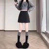 Tiro real Otoño Invierno Floral Lana Falda Media Mujer Nueva Cintura Alta Adelgazante Línea A Elegante Versátil Ceñida Cadera Falda Corta