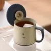Nueva taza de agua de cerámica color rojo sílex con tapa, taza personal para oficina, taza de té, juego en caja de regalo para clientes