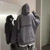 Moletom com capuz de camurça pesada para primavera e outono para homens e mulheres, estilo casal, top retrô americano solto, jaqueta de marca da moda