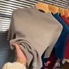 Camisa de base de gola alta fina de primavera e outono, suéter feminino de meia manga, novo top interno de meia manga slim fit estilo ocidental, manga média