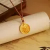 Collar Colgante con Cordón de Marca Redonda Huang Caishen Moda para Mujer Diseño de Estilo Antiguo Temperamento Cadena para Suéter de Cuerda Tejida de Alta Calidad