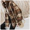 Chaqueta de camisa a cuadros para mujer, otoño 2023, estilo retro de Hong Kong, diseño de nicho