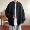 Suéter holgado informal de otoño e invierno, estilo perezoso, sencillo y versátil, de color puro, con cremallera pesada, cárdigan de cuello alto de punto Maillard