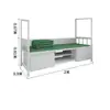 Unidade de Cama Elástica Tipo 14 com Estrutura de Ferro, Cama Superior e Mesa Inferior, Armário de Armazenamento, Escrivaninha para Dormitório de Funcionários