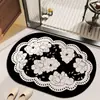 Alfombrilla de baño floral de tierra de diatomeas, alfombrilla de pie absorbente de agua para baño, alfombrilla de entrada, alfombrilla multifuncional antideslizante
