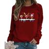 Sudadera para Mujer de Comercio Exterior 2025 Patrón de Estampado de Letras de Halloween Navidad Top de Cuello Redondo
