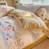 Juego de cuatro piezas de cama térmica de doble cara de alta gama de terciopelo de leche, funda de cama de terciopelo coral, funda nórdica gruesa con forro polar, juego de tres piezas de sábana
