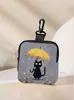 Monedero de Gato con Paraguas de Cuero Artificial Impermeable Bolsa de Almacenamiento con Cremallera de Cuero Sintético Multifuncional Mini Bolsa para Auriculares