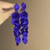 Brincos de metal flor com franja retrô francesa alta sensibilidade nicho temperamento requintado clipe de orelha