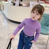 Suéter de Punto de Cuello Alto Parcial para Niños Primavera y Otoño Estilo Coreano Nuevo Suéter para Niñas Color Sólido de Punto de Manga Larga Camiseta Básica