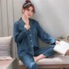 Conjunto de Pijama de Seda Helada Personalizado para Pareja, Ropa de Casa de Seda Helada Fina con Estampado de Marca Moderna y Tendencia, Dropshipping