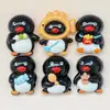Dibujo Animado Lindo Tonto Cabeza Redonda Pingüino Negro Animal Resina Accesorios Funda para Teléfono Móvil Agujero Hebilla de Zapato Material Hecho a Mano Lote