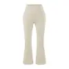 Pantalones de yoga deportivos acampanados de cintura alta, largo 7/8, nuevo estilo verano 2026, leggings casuales elásticos ajustados de color liso para mujer