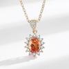 Juego de Joyería de Tres Piezas de Moda Más Vendido para Transmisión en Vivo Transfronteriza Europea y Americana, Oro Champán, Oro Real, Collar, Aretes, Anillo, Lleno de Diamantes