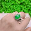 Anillo para Hombre de Calidad Superior con Cabujón Redondo de Calcedonia Verde Hielo Incrustado Chapado en Plata al por Mayor Anillo de Piedra Preciosa Ágata Suministro para Transmisión en Vivo Joyería