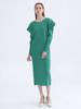 Vestido Casual de Primavera 2026 para Mujer, Estilo Commuter, Plisado, Cuello Redondo, Manga Larga, Corte Delgado, Versátil, Color Sólido, Moderno