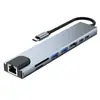 Estação de Docking Tipo-C Oito em Um Transfronteiriça com Porta de Rede USB 3.0 Multi-Portas Estação de Docking Inteligente Hub Multifuncional