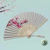 Nuevo Estilo Chino Estilo Antiguo Ventilador Plegable de Bambú Pequeño Portátil de Verano para Danza Cheongsam Hanfu Foto
