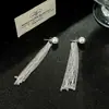 Aretes de Perla con Borla Estilo Francés de Alta Gama Dos Formas de Usar Dinámicos y Fluidos Aretes de Borla Versátiles con Temperamento Simples y Modernos