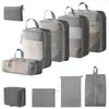 Set de 10 Bolsas de Almacenamiento de Viaje de Compresión Cuidadosamente Seleccionadas, Bolsa de Almacenamiento de Malla con Cordón para Empacar por Separado, Bolsa Organizadora para Equipaje, Maquillaje y Artículos de Tocador