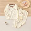 Conjunto de Ropa Interior Térmica de Otoño e Invierno para Bebés, Niños y Niñas, Capa Base de Algodón Lycra de una Sola Capa, Ropa para Estar en Casa, Pijama