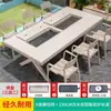 Mesa e Cadeira para Churrasco ao Ar Livre Mojia Combinação de Alumínio Fundido Churrasqueira a Carvão ao Ar Livre Jardim Conjunto de Lazer para Casa Pátio Terraço