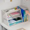 Organizador de arquivos para escritório, porta-canetas de mesa, caixa de armazenamento, estante