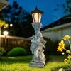 Poste de Iluminação Solar para Pátio Externo Transfronteiriço Ornamentos Europeus de Cupido Lâmpada para Gramado de Vila de Jardim Artesanato de Resina