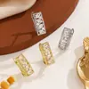 Cuff de Oreja Retro Francés Hueco con Circonita Pendientes de Diamante Completo Chapados en Oro de Lujo Ligero Pendientes Versátiles para Mujer para el Viaje Diario