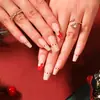 Uñas Portátiles de Navidad Copo de Nieve Amor Brillo Manicura Uñas Postizas Cortas Almendra Mariposa Uñas Largas Europeas y Americanas Venta al por Mayor