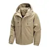 Jaqueta com Capuz Casual Nova para Outono e Primavera Masculina Marca Moderna Roupa de Trabalho Estilo Americano Jaqueta Masculina com Múltiplos Bolsos