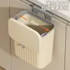 Papelera de alta gama para colgar en la pared para uso doméstico, tamaño grande, adecuada para cocina, escritorio, sala de estar y baño, con tapa