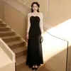 Vestido de Noche Cuadrado Estilo Hepburn para Mujer, Lujo Ligero, Estilo Banquete Francés de Gama Alta, Vestido Largo para Anfitrión de Examen de Arte Estudiantil