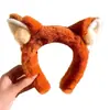 Diadema de peluche con orejas de zorro para mujer, con foto de parque de atracciones, bonita diadema de dibujos animados, ideal para otoño e invierno, para lavar el cabello con tarjeta.