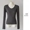 Camiseta de Manga Larga con Cuello en U de Lyocell Tencel Nueva para Otoño 2026 para Mujer, Top Versátil de Manga Larga Ajustado para Capa Base