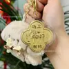 Llavero de Peluche Dorado Puro 999 para Teléfono Colgante de Trébol de Cuatro Hojas de la Suerte Regalo Promocional Tienda Física Transmisión en Vivo