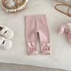 Pantalones de punto de conejo para niña, Izquierdo y Derecho, Invierno Bebé Elegantes Leggings Bordados Coreanos de Dibujos Animados, Pantalones para Niños