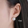 Brincos de tacha S999 prata pura estilo febre designer francês feitos à mão perfeitamente redondos forte brilho pérola branca australiana artificial
