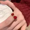 Anillo de Lazo con Esmalte Rojo Goteo Estilo Retro Diseño de Nicho Temperamento Alto Valor Moda Simple Anillo Versátil