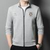 Suéter deportivo de color puro para hombre, otoño 2023, nuevo, cuello alto, cremallera superior, cárdigan informal fino