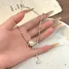 Collar de Plata Roto, Cadena de Suéter de Perlas de Algodón de Diseñador, Lujo Accesible Versátil de Gama Alta Collar con Borla de Perlas de Agua Dulce