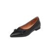 Zapatos de hada de piel de oveja suaves y combinables con todo, con lazo, otoño 2024, nuevos, planos, puntiagudos, de cuero, de boca baja.